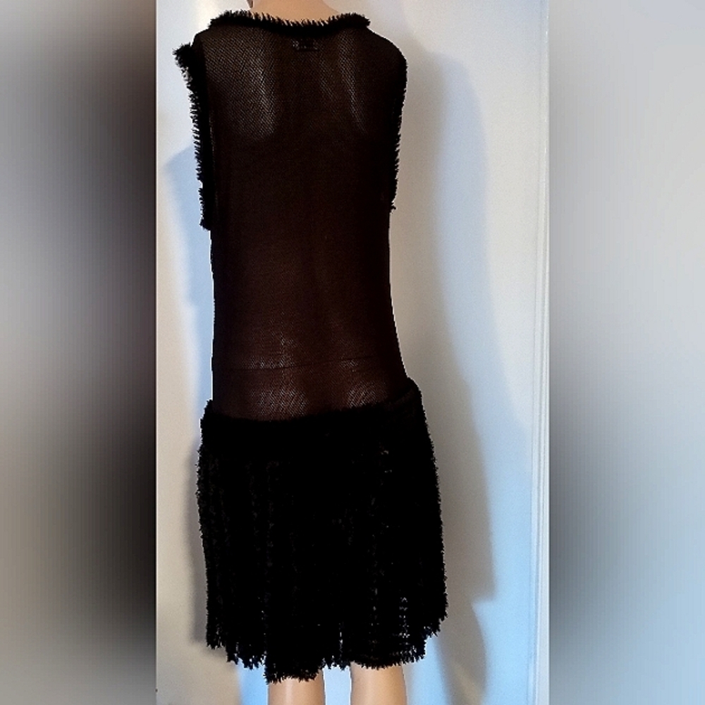LEON MAX LIMITED EDITION BLACK M L RAISED SOUTACHE CHENILLE SILK FIT FLARE DRESS - Picture 11 of 15
